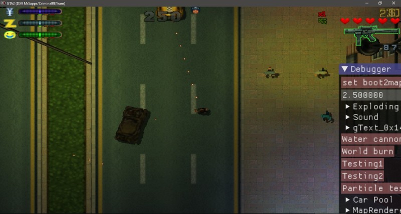 Using rocket launcher at some dummy cars